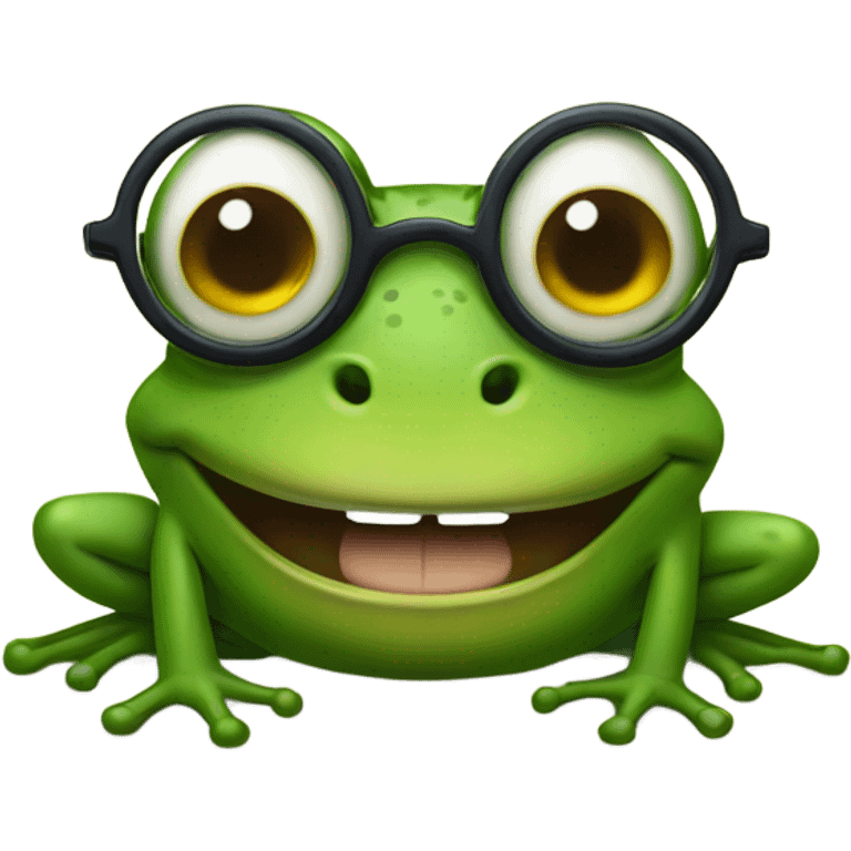 Frog with glasses and buck teeth emoji