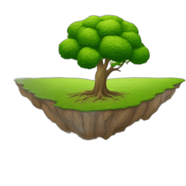 a tree, split down the middle with green and luscious land on the left and arid and dead on the right emoji