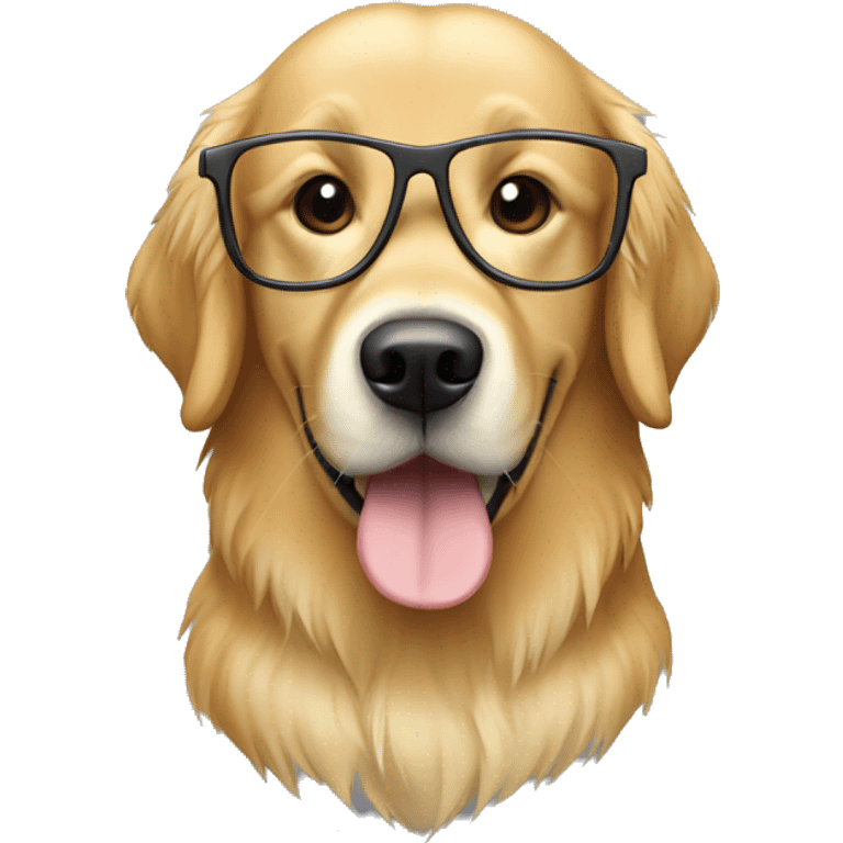 Create a golden retriever with glasses on a computer emoji