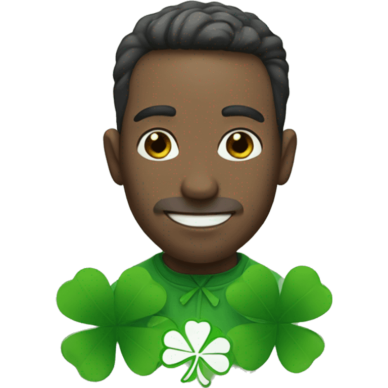 white man with four leaf clover emoji