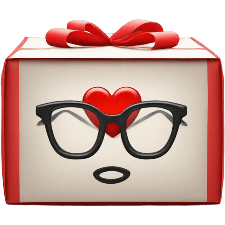 smart box with glasses above a big red heart emoji