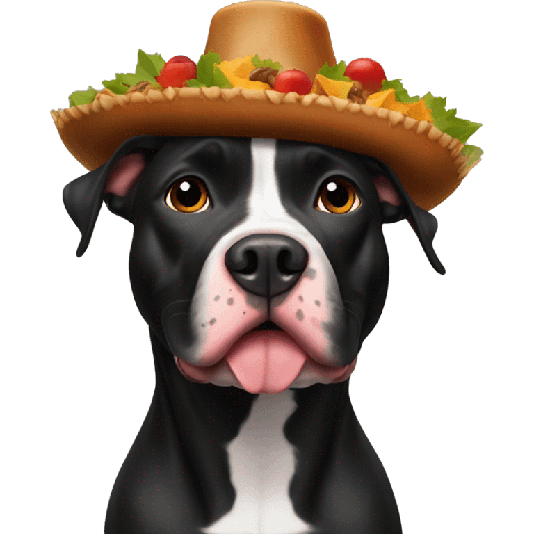 Black pitbull with turkey hat emoji