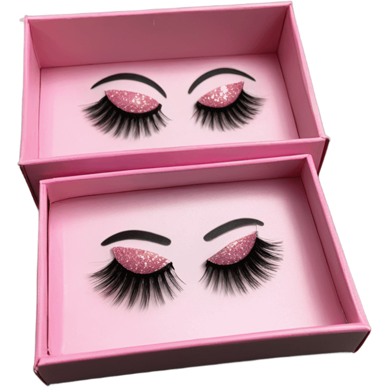 fake strip eyelashes in a pink sparkly box unopened  emoji