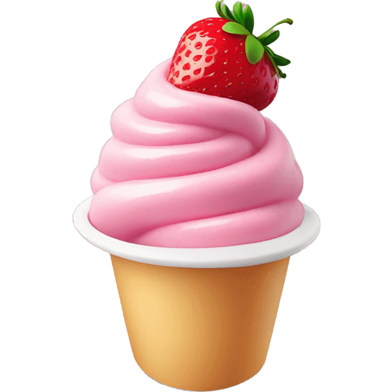 Strawberry frozen yogurt swirled in a white cup emoji