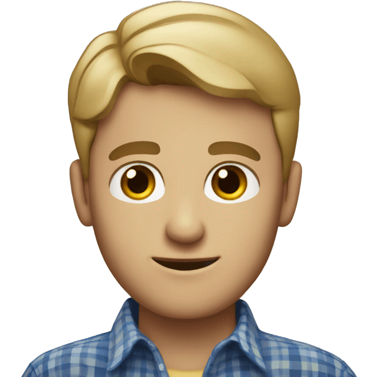 Short hair Dark blond man with hazel eyes in a plaid shirt  emoji