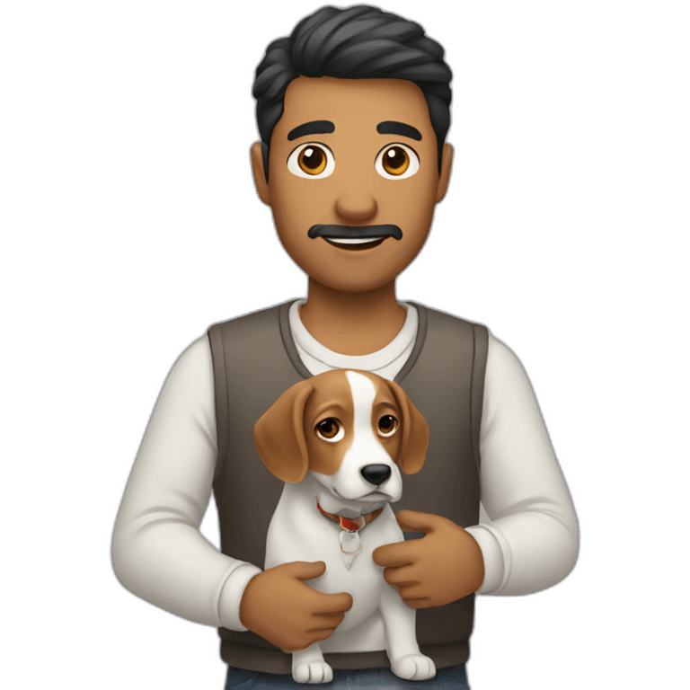 Man with a dog in his hand emoji