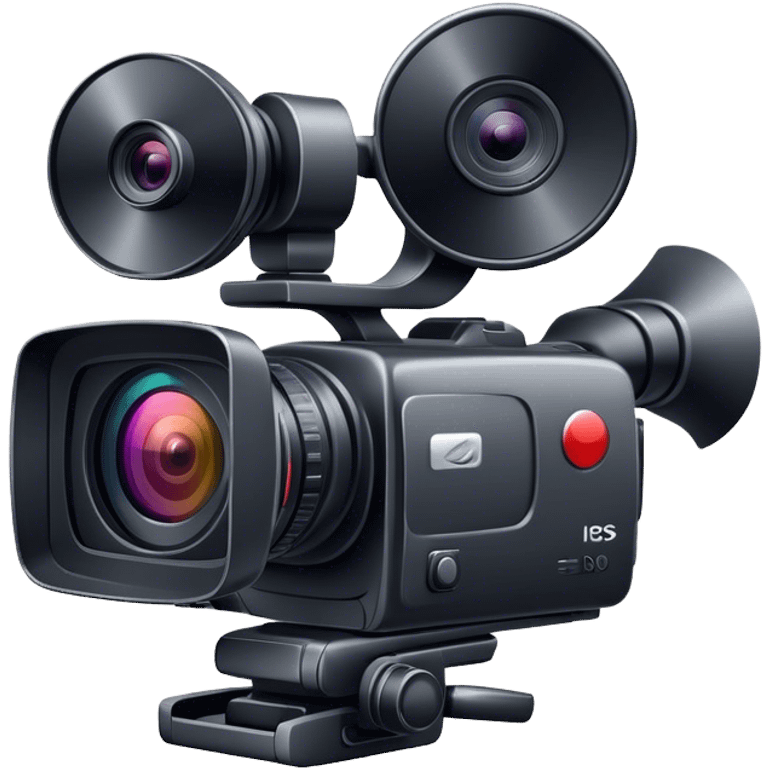 Create an emoji for video shooting. Show a video camera with a recording icon. Use modern, professional colors. Do not include any emojis or smiley faces. Make the background transparent. emoji