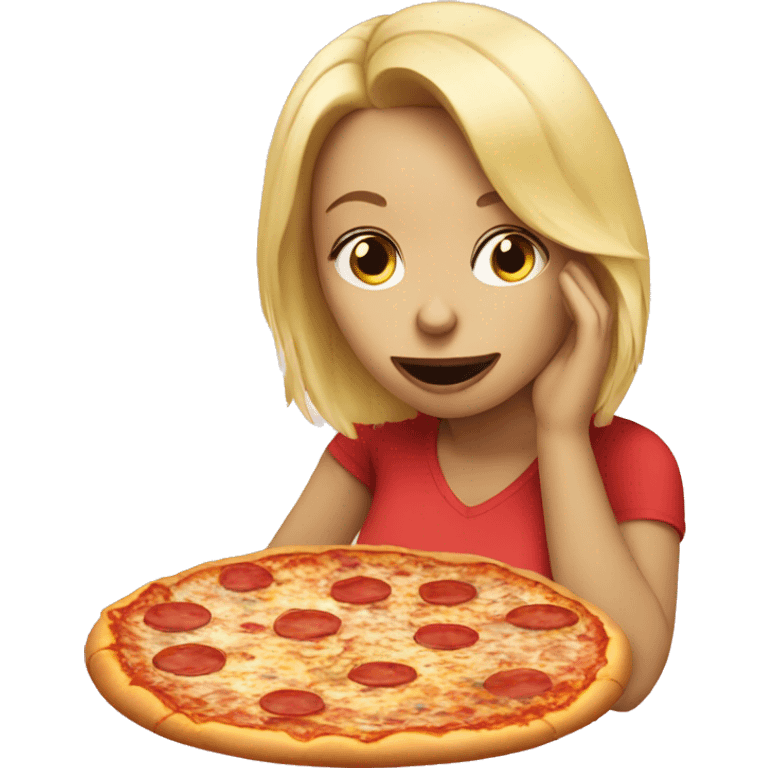 Drunk blonde eating pizza emoji