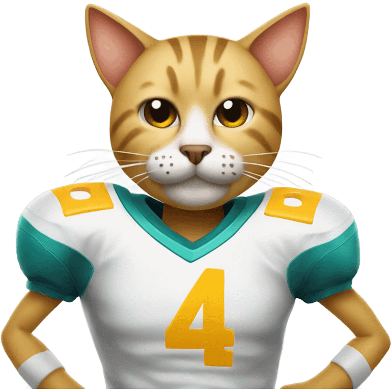 Cat wearing cheese head with a football  emoji