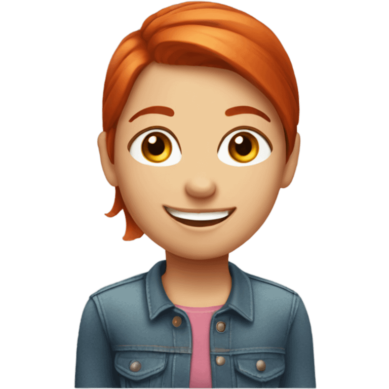 happy short straight  red headed girl emoji