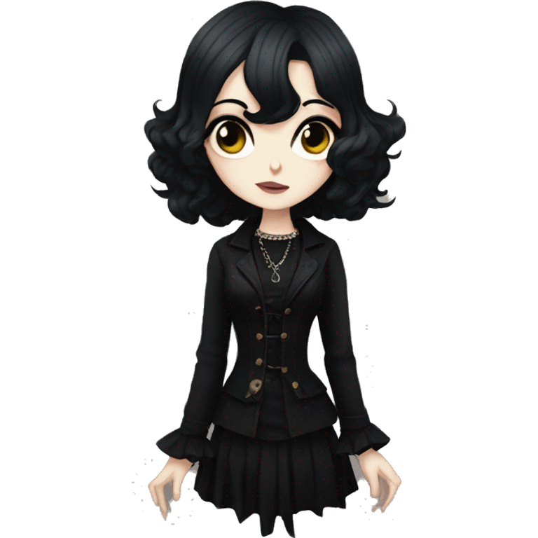 goth woman in vintage dark clothes, aesthetic, anime style emoji