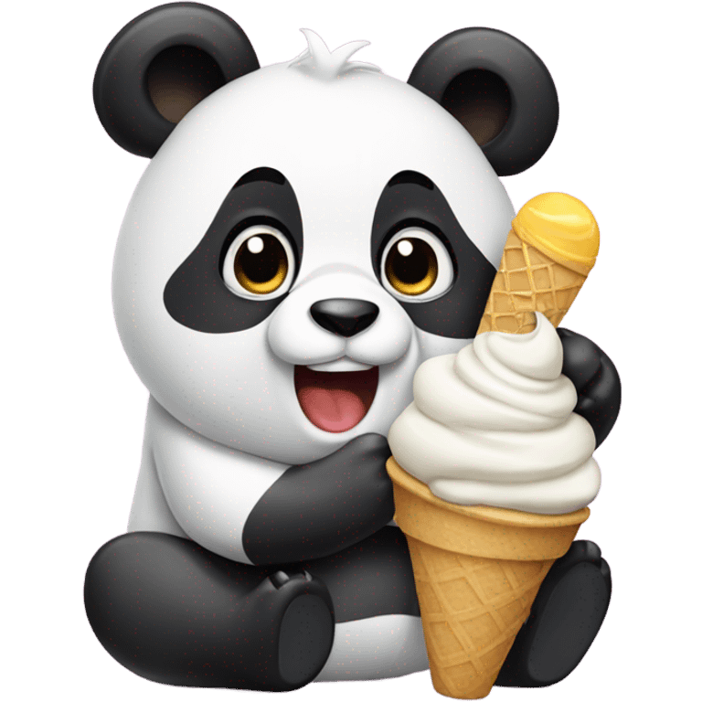 Panda eating ice cream emoji