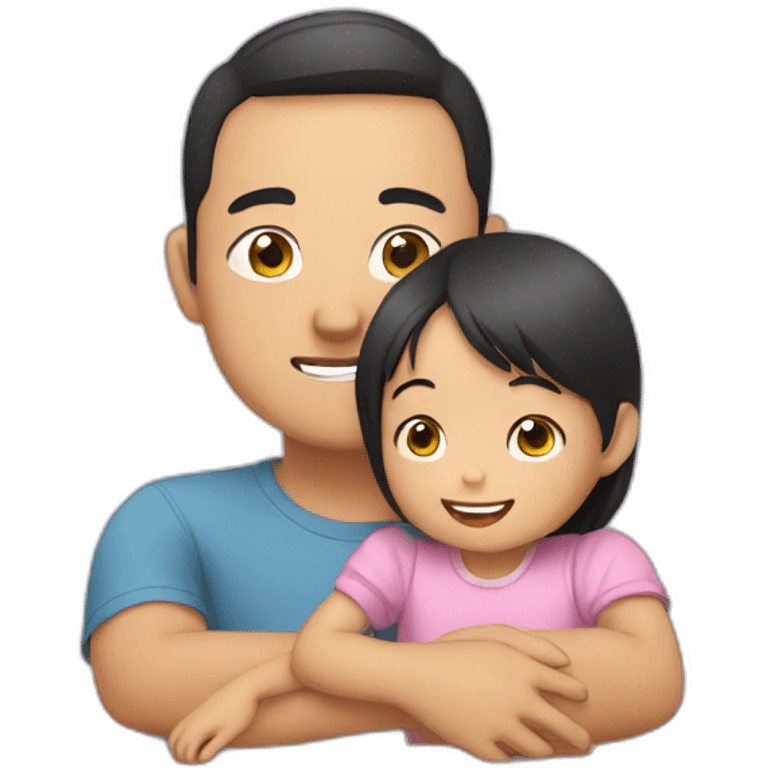 asian man babysitting an asian 2 year old girl emoji