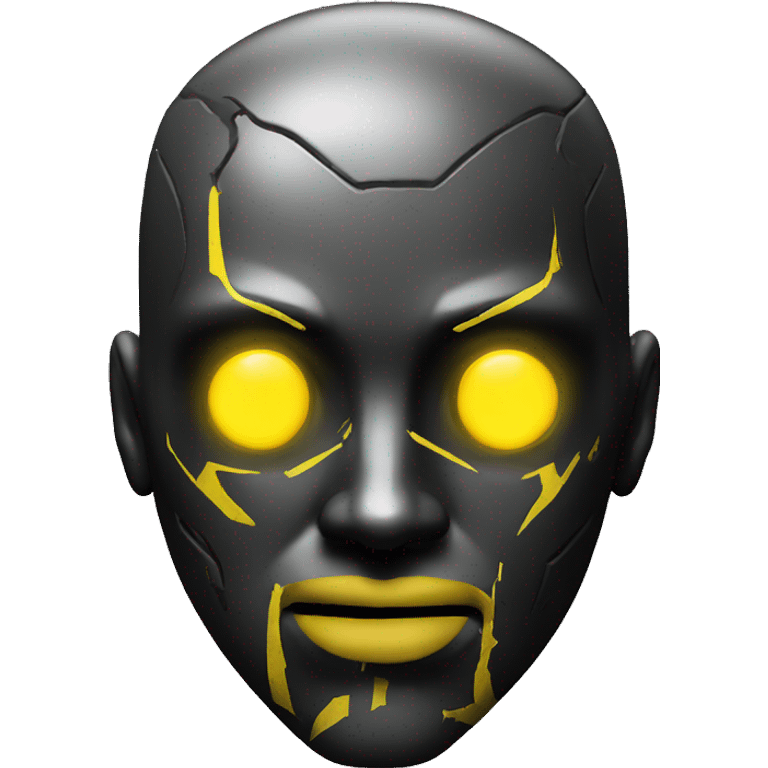 black metal cyborg head with yellow goatee emoji