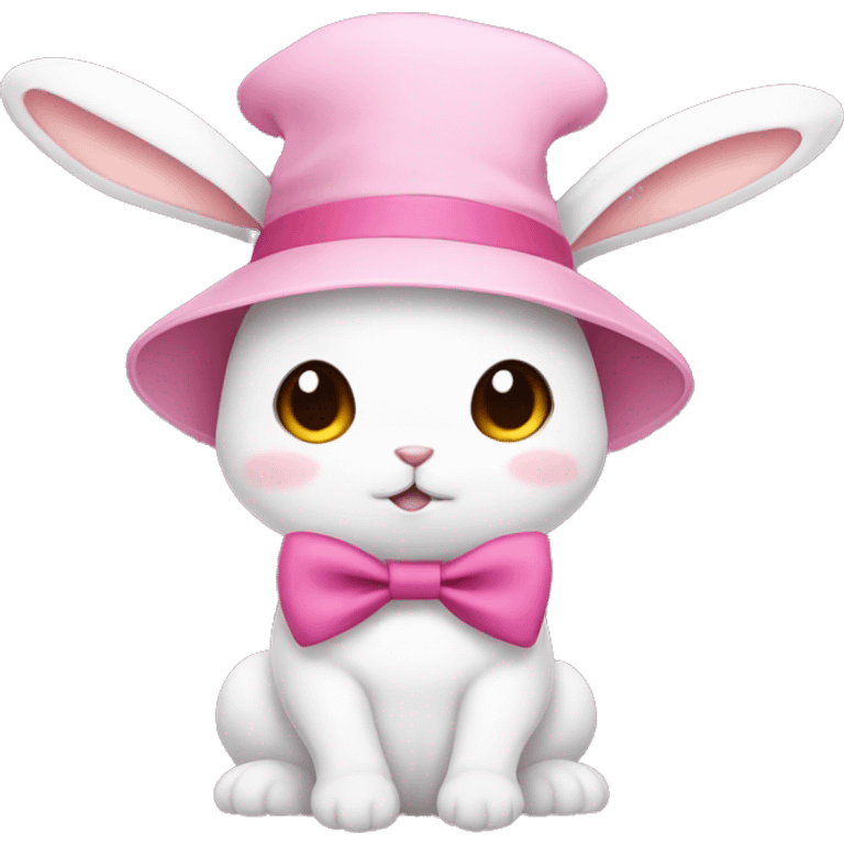 Anime Bunny with a pink hat and a bow on its ear emoji