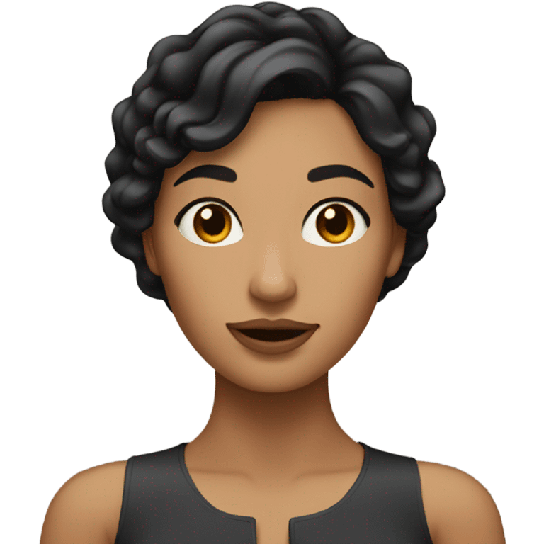 a brunette woman with black hair with waves but not so defined  emoji