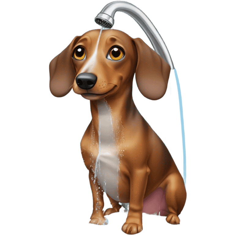 Weiner dog taking shower  emoji