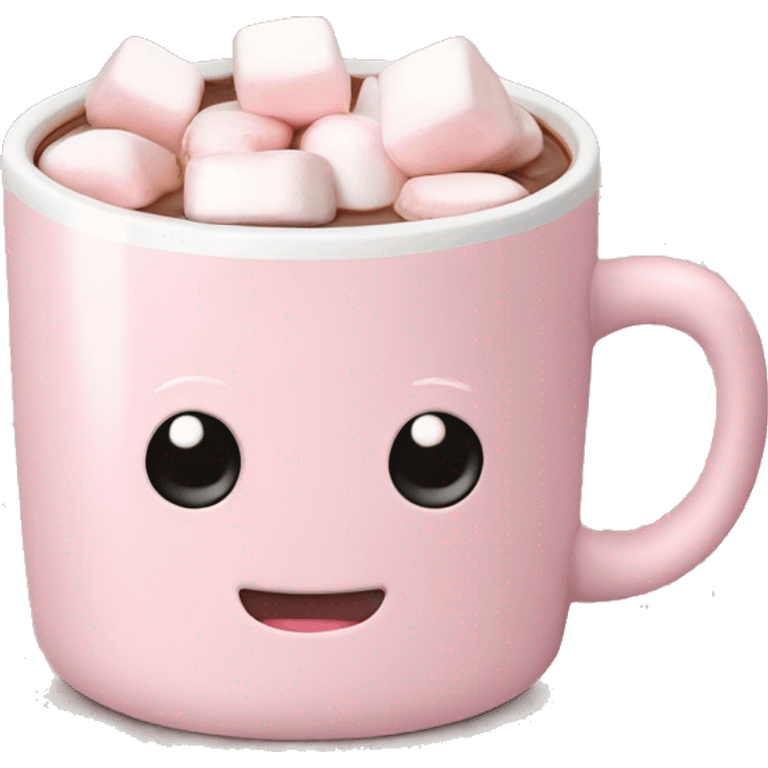 Light Pink mug of hot chocolate with marshmallows  emoji