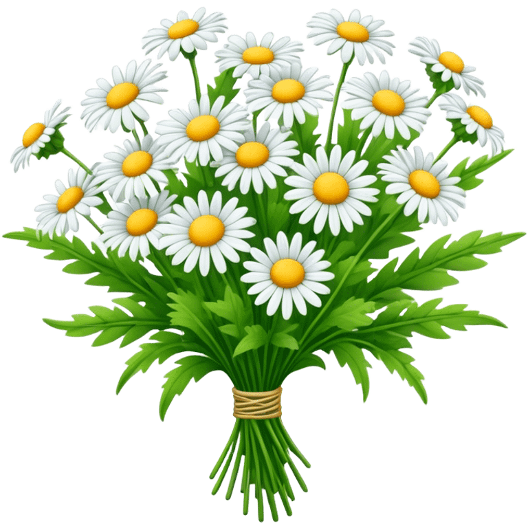 big bouquet Daisy Fleabane stem, leaf emoji