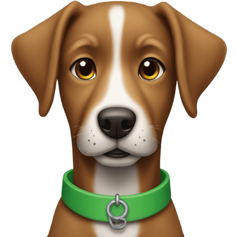 Brown dog with green collar and grey around muzzle emoji