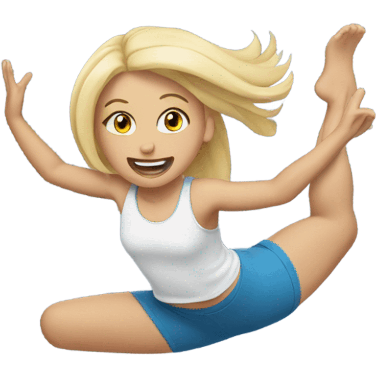 Blonde girl doing a backflip emoji