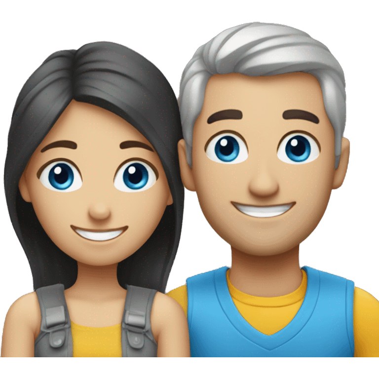 outdoor smiley couple portrait blue eyes emoji