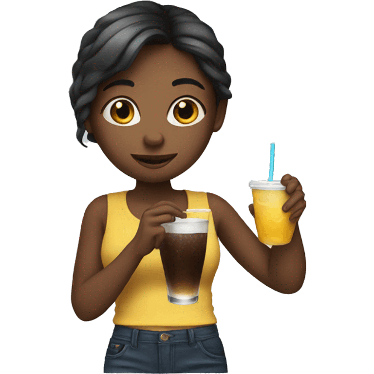 A girl with a drink emoji