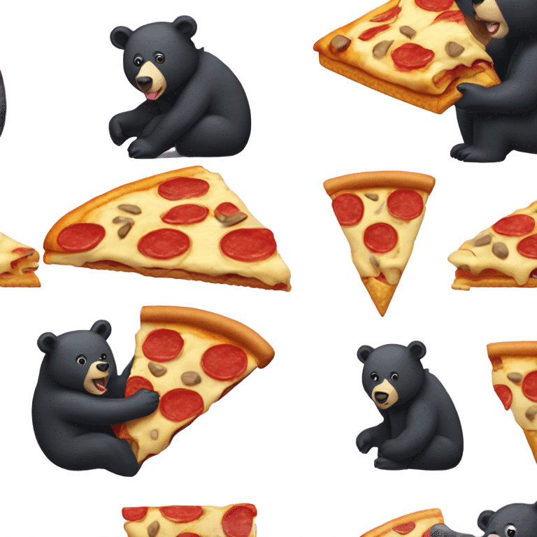 A black bear eating a pizza ice cream sandwich  emoji