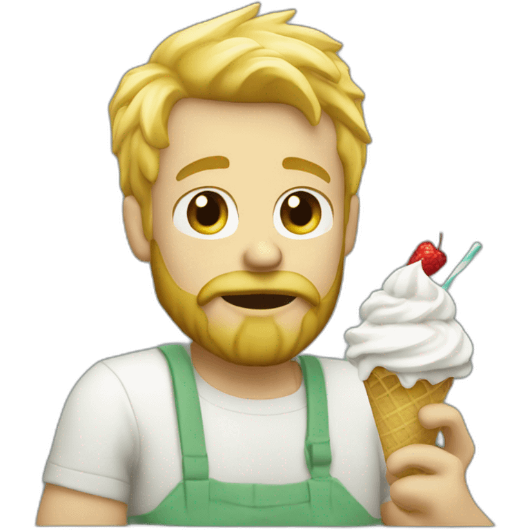 Blond man bearded smoking eating ice-cream emoji