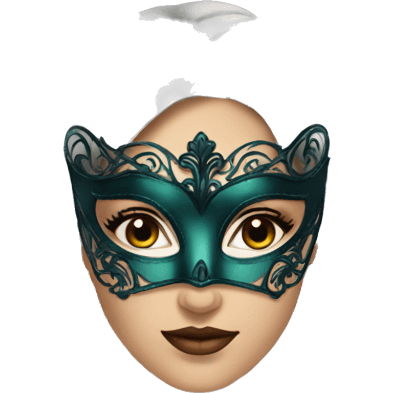 Masquerade beautiful brunette in a mask emoji