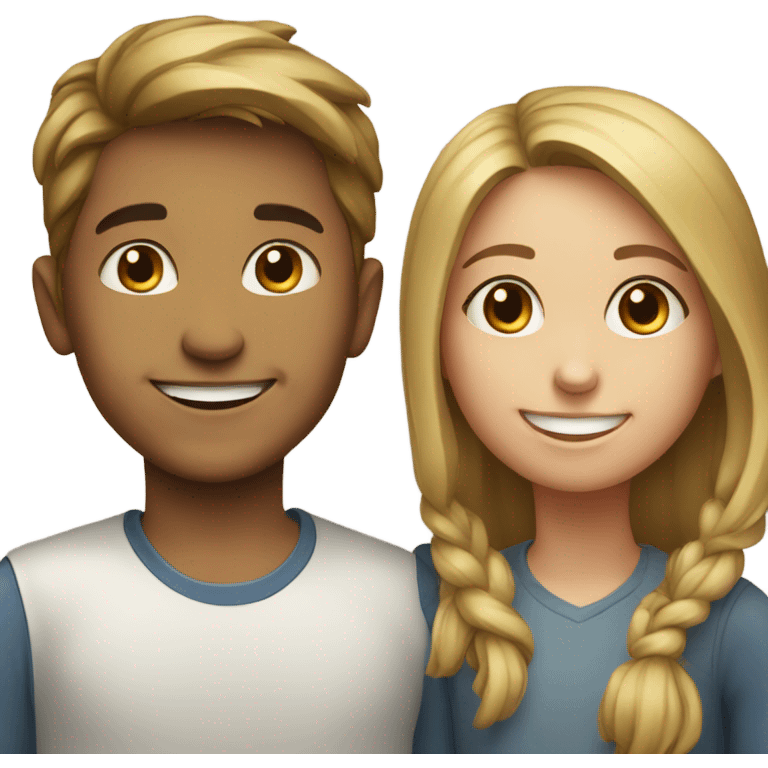 smiling girl and boy portrait emoji