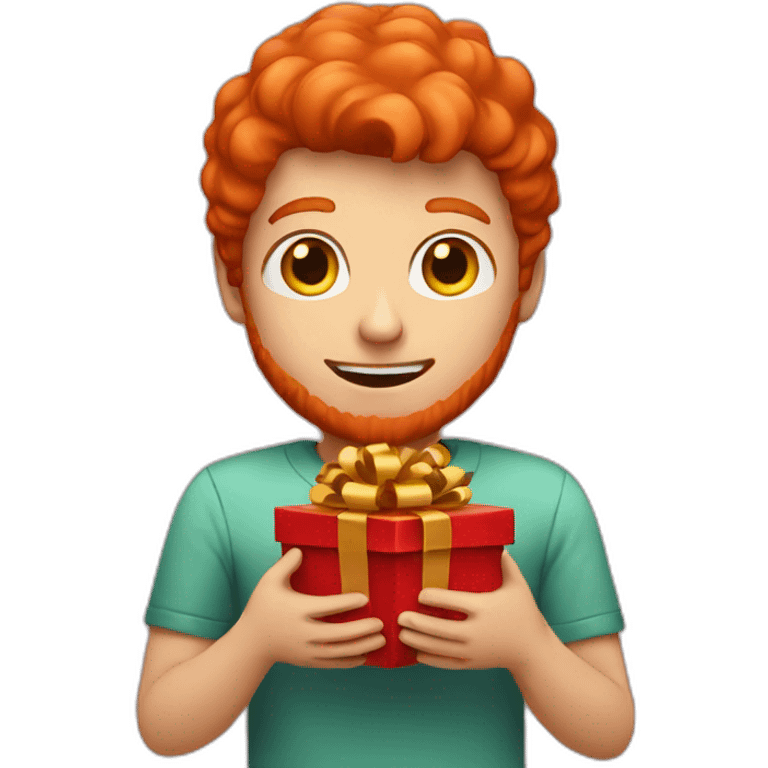 red head guy holding a gift emoji