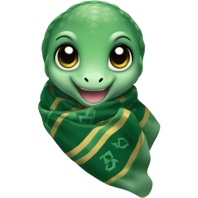 cute baby snake wearing Slytherin scarf hogwarts emoji