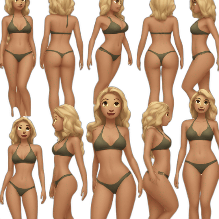 Slim-thicc Caucasian woman small bikini pose (beach body) emoji