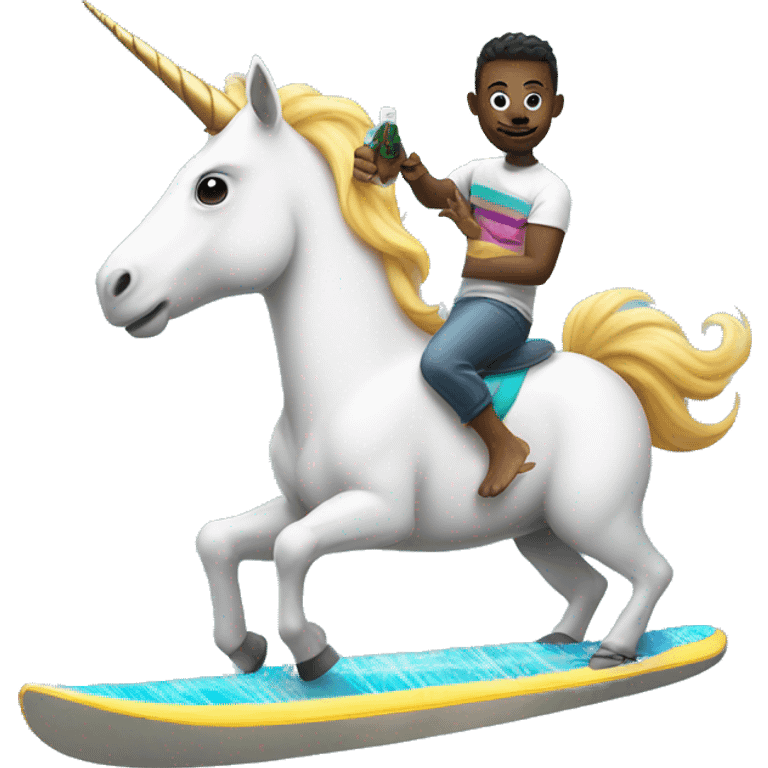 unicorn riding a surfboard with a vape in its hand  emoji