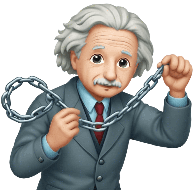 Albert einstein pulling on a chain emoji