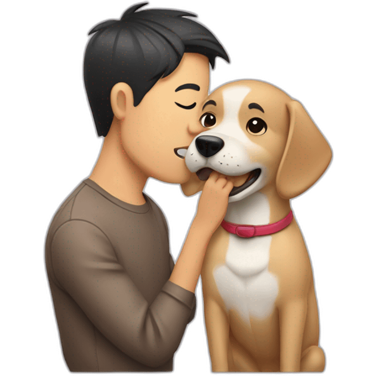 Dog bitting Asian couple emoji