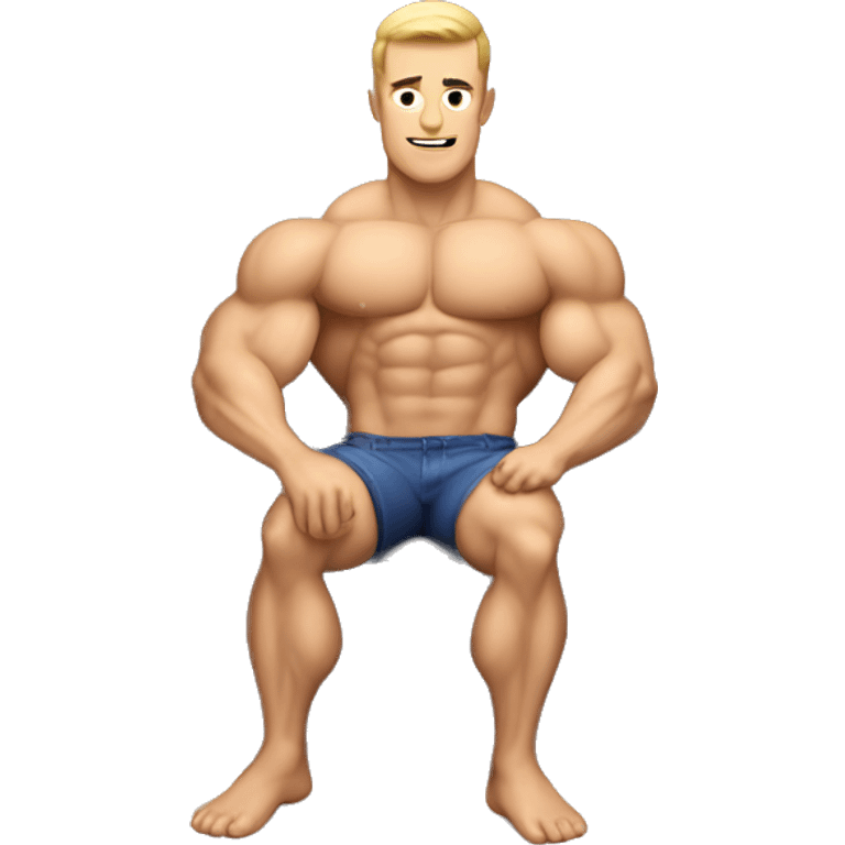 Muscular Caucasian gay bodybuilders on couch emoji