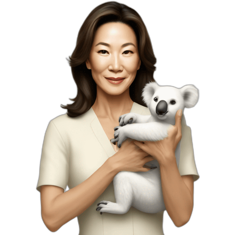 michelle yeoh holding a white koala emoji