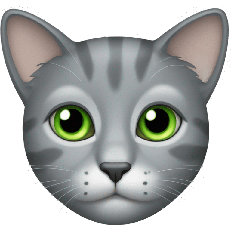 Grey cat with green eyes emoji