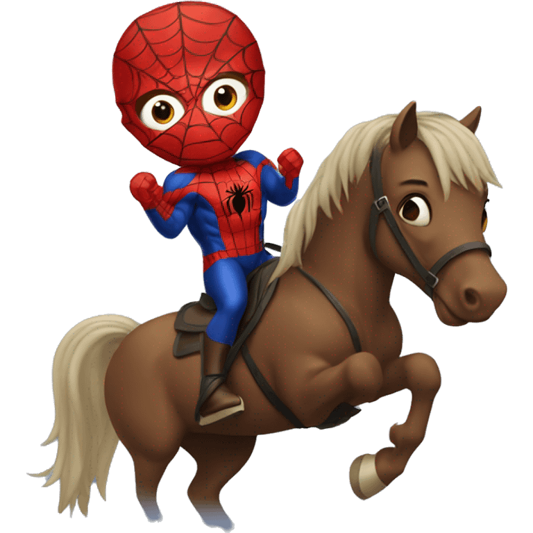 Spiderman with hair riding a horse  emoji