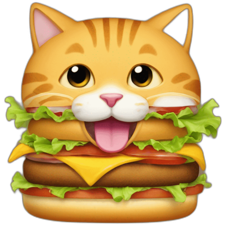 a cat eats humburger emoji