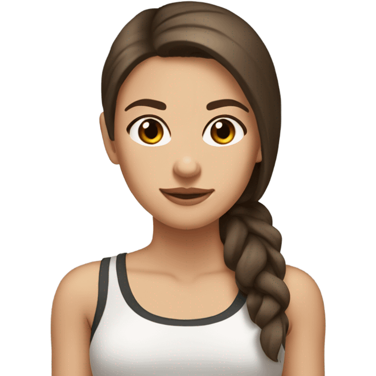 white, tan, brown eyed, brunette, gym clothes, straight hair, pretty woman emoji