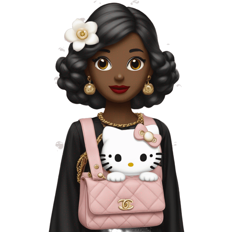 Hello Kitty with a Timeless bag Chanel and a White Camelia  emoji