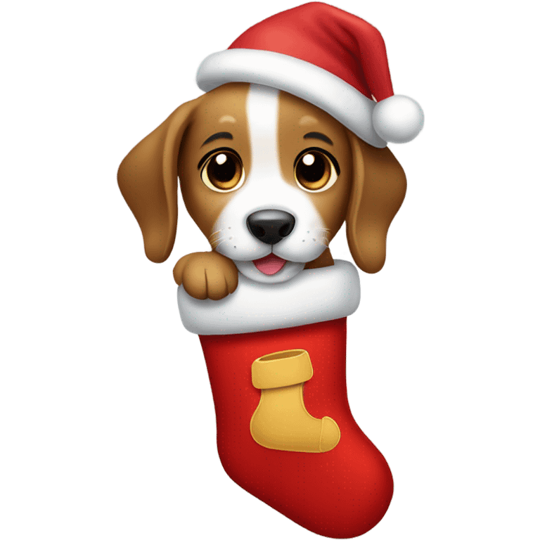 Puppy coming out of a stocking  emoji