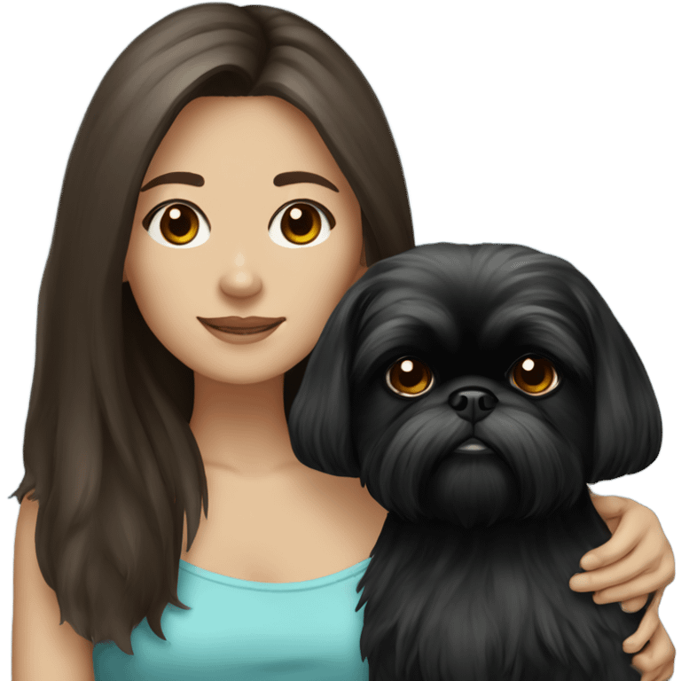 brunette girl and black shih tzu emoji