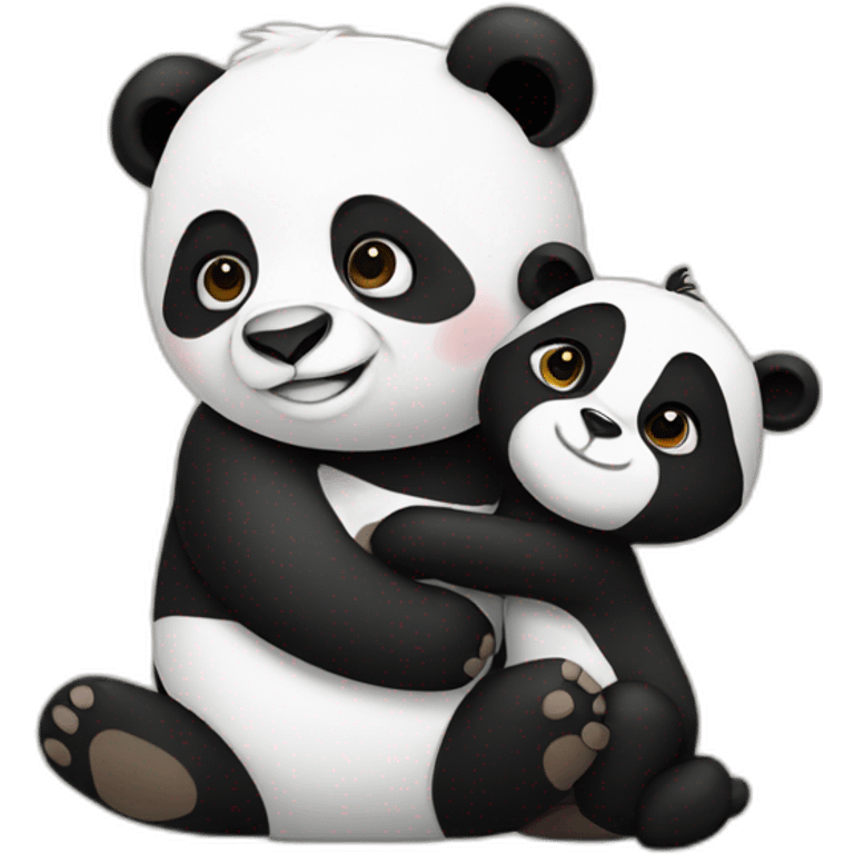 Panda hugging monkey emoji