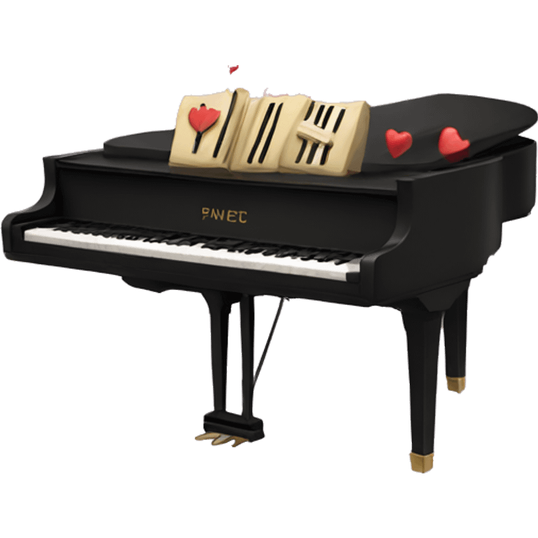 Piano with hearts emoji