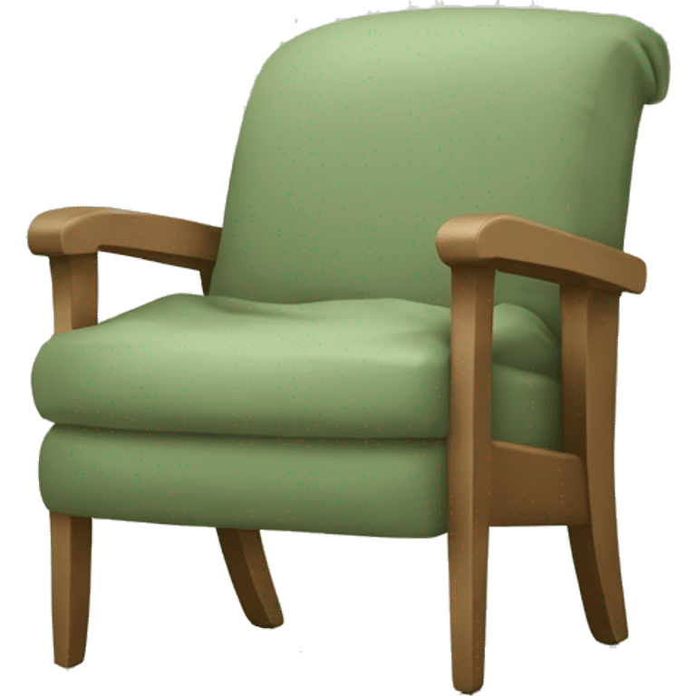 Beige Armchair with Sage green blanket and book emoji