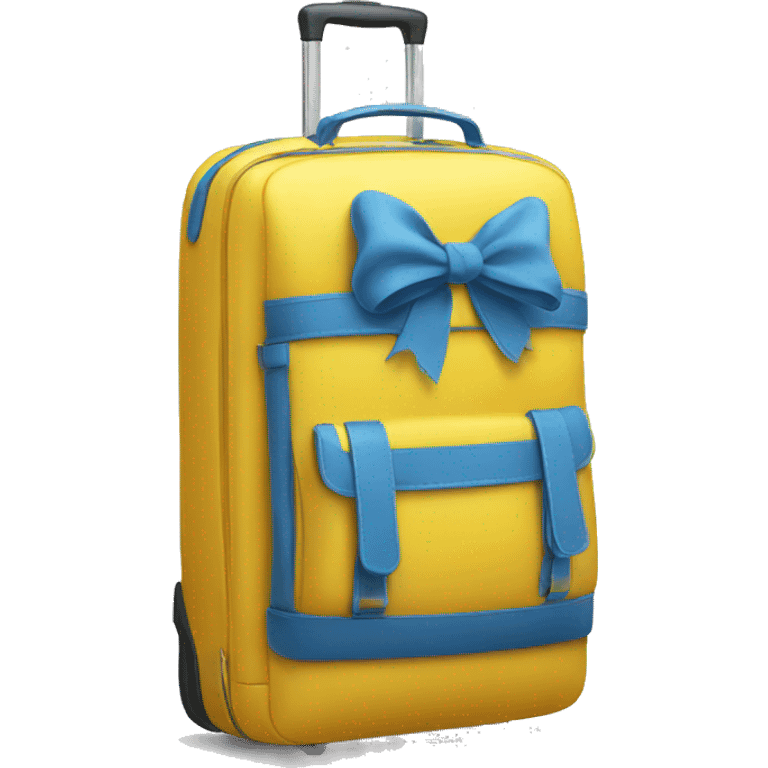 travel bag with blue yellow ribbon emoji